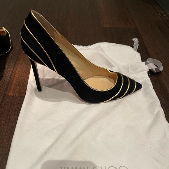 Jimmy Choo Black Velvet/Gold pumps main image 2